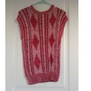 Vintage OHI Woven Sweater Vest Dusty Pink Red Size Large Grandpacore